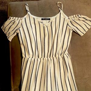 Striped White Full Length Romper